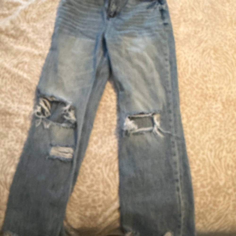 Altar'd State Light Blue Distressed Straight Leg Jeans